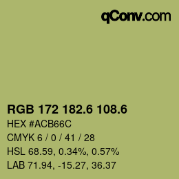 カラーコード: RGB 172 182.6 108.6 | qconv.com