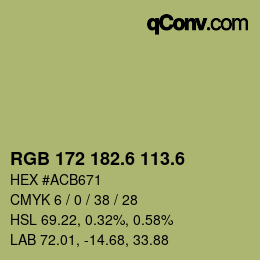 カラーコード: RGB 172 182.6 113.6 | qconv.com