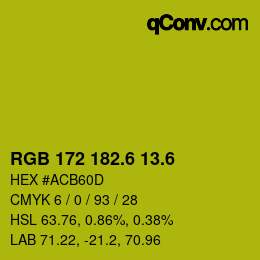 カラーコード: RGB 172 182.6 13.6 | qconv.com