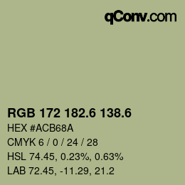 カラーコード: RGB 172 182.6 138.6 | qconv.com