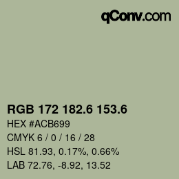 カラーコード: RGB 172 182.6 153.6 | qconv.com