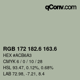 カラーコード: RGB 172 182.6 163.6 | qconv.com