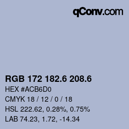 カラーコード: RGB 172 182.6 208.6 | qconv.com