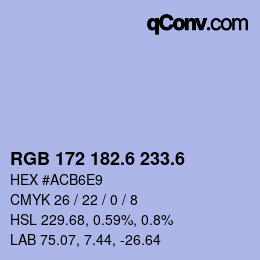 カラーコード: RGB 172 182.6 233.6 | qconv.com