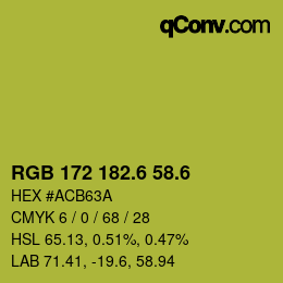 カラーコード: RGB 172 182.6 58.6 | qconv.com