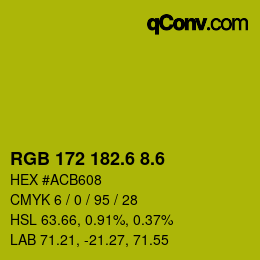 カラーコード: RGB 172 182.6 8.6 | qconv.com
