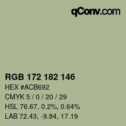 Color code: RGB 172 182 146 | qconv.com