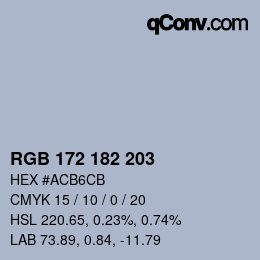 Código de color: RGB 172 182 203 | qconv.com