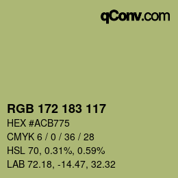 Color code: RGB 172 183 117 | qconv.com
