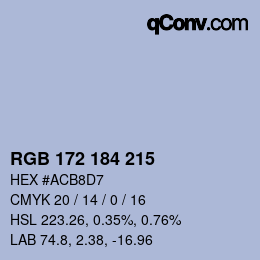 Color code: RGB 172 184 215 | qconv.com