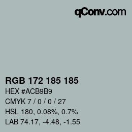 颜色代码: RGB 172 185 185 | qconv.com