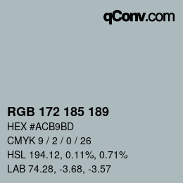 颜色代码: RGB 172 185 189 | qconv.com