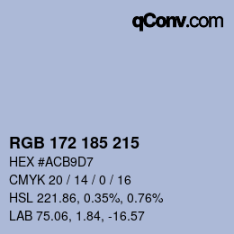 Color code: RGB 172 185 215 | qconv.com