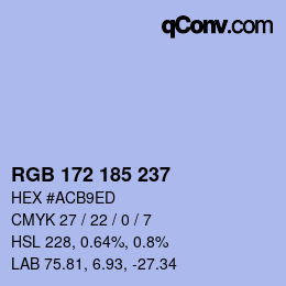 Color code: RGB 172 185 237 | qconv.com