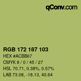 Color code: RGB 172 187 103 | qconv.com