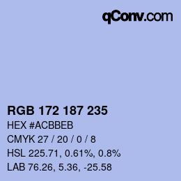 Color code: RGB 172 187 235 | qconv.com