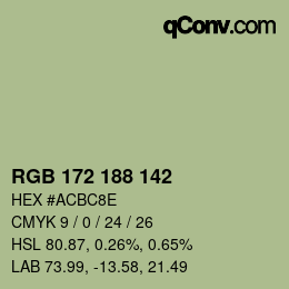 Color code: RGB 172 188 142 | qconv.com