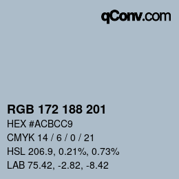 颜色代码: RGB 172 188 201 | qconv.com