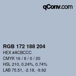 Color code: RGB 172 188 204 | qconv.com