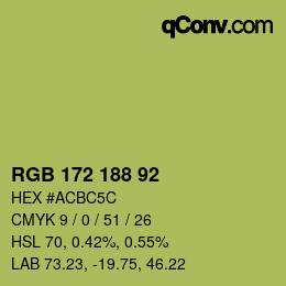 Color code: RGB 172 188 92 | qconv.com