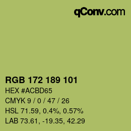 Color code: RGB 172 189 101 | qconv.com