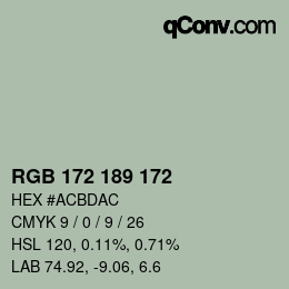 Color code: RGB 172 189 172 | qconv.com