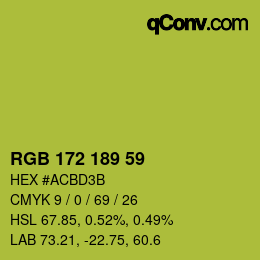 カラーコード: RGB 172 189 59 | qconv.com
