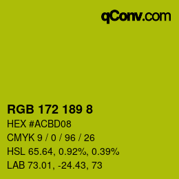 Color code: RGB 172 189 8 | qconv.com