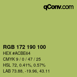 Color code: RGB 172 190 100 | qconv.com