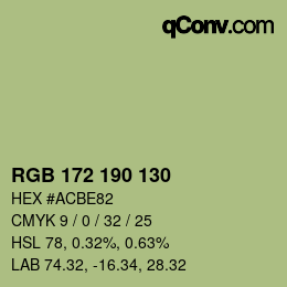 Color code: RGB 172 190 130 | qconv.com