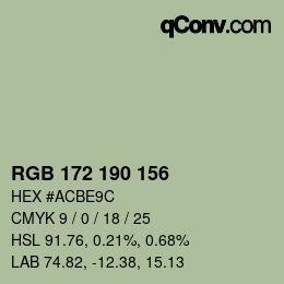 Color code: RGB 172 190 156 | qconv.com