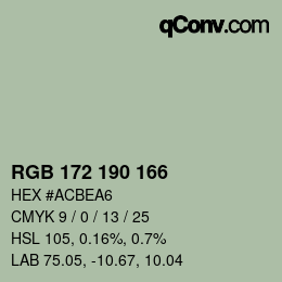 Color code: RGB 172 190 166 | qconv.com