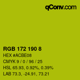 Color code: RGB 172 190 8 | qconv.com
