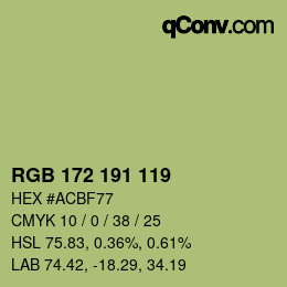 Color code: RGB 172 191 119 | qconv.com