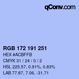 Farbcode: RGB 172 191 251 | qconv.com