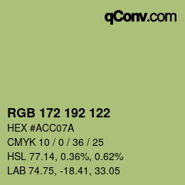 Color code: RGB 172 192 122 | qconv.com