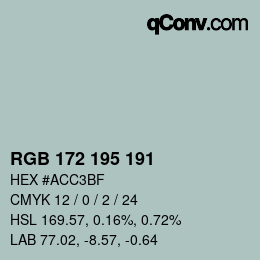 Código de color: RGB 172 195 191 | qconv.com