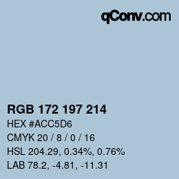 カラーコード: RGB 172 197 214 | qconv.com