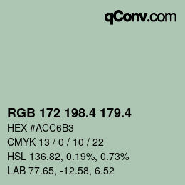 カラーコード: RGB 172 198.4 179.4 | qconv.com