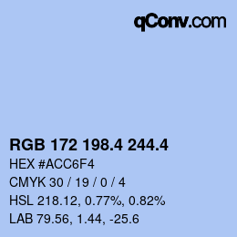 カラーコード: RGB 172 198.4 244.4 | qconv.com
