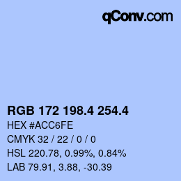カラーコード: RGB 172 198.4 254.4 | qconv.com