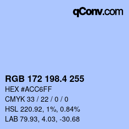 カラーコード: RGB 172 198.4 255 | qconv.com