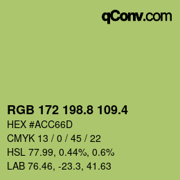 カラーコード: RGB 172 198.8 109.4 | qconv.com