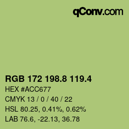 カラーコード: RGB 172 198.8 119.4 | qconv.com