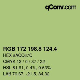 カラーコード: RGB 172 198.8 124.4 | qconv.com