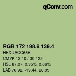 カラーコード: RGB 172 198.8 139.4 | qconv.com