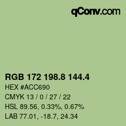 カラーコード: RGB 172 198.8 144.4 | qconv.com