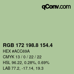 カラーコード: RGB 172 198.8 154.4 | qconv.com