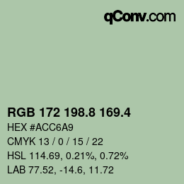 カラーコード: RGB 172 198.8 169.4 | qconv.com
