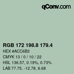 カラーコード: RGB 172 198.8 179.4 | qconv.com